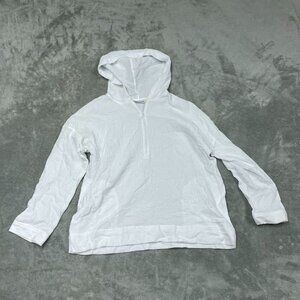 Belle Beach Cotton Gauze White Hoodie Half-Zip Medium a0171